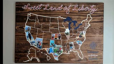 states visited usa map sweet land  liberty diy home decor