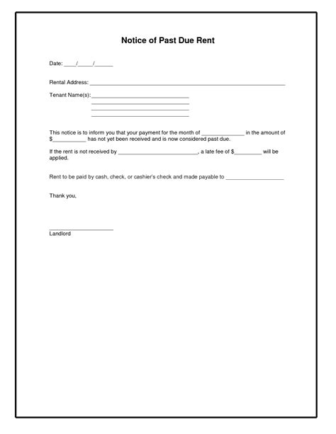 past due rent letter template examples letter template collection