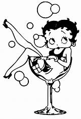 Betty Boop Coloring Pages Children Kids Printable Glass Funny sketch template