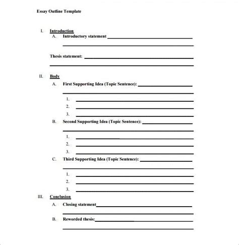 essay outline template   sample  format