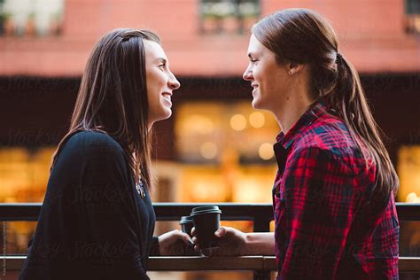 An Attractive Young Lesbian Couple On A Date Downtown By Stocksy