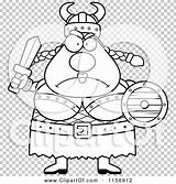 Sword Viking Plump Mad Holding Female Outlined Coloring Clipart Vector Cartoon Thoman Cory sketch template