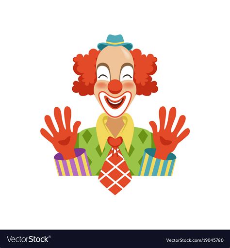 funny circus clown in traditional makeup showing vector image