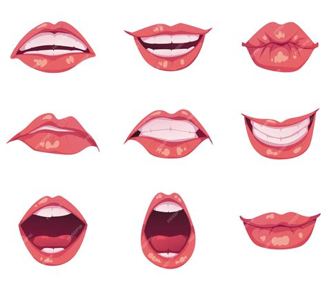 Premium Vector Mouth Facial Lips With Different Emotions Animations