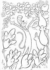 Coloring Dr Seuss Kids Pages Hat Cat sketch template