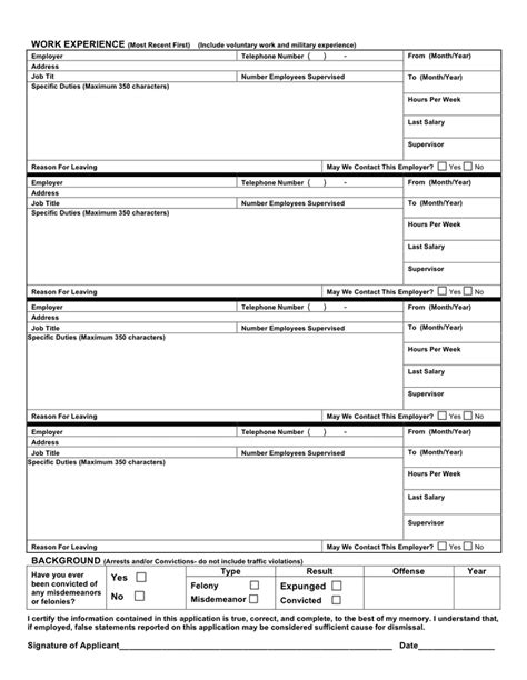 generic job application  employment  word   formats page