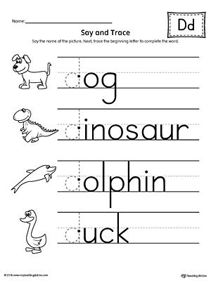 trace letter  beginning sound words worksheet