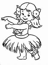Coloring Hula Girl Pages Little Hawaiian Girls Chubby Aloha Beach Dancer Dancing Luau Drawing Party Ukulele Children Kid Colouring Color sketch template