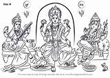 Ganesh Laxmi Saraswati Drawingtutorials101 Ganesha Hindu Hinduism sketch template