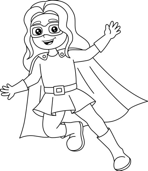 superhero girl coloring page isolated  kids  vector art
