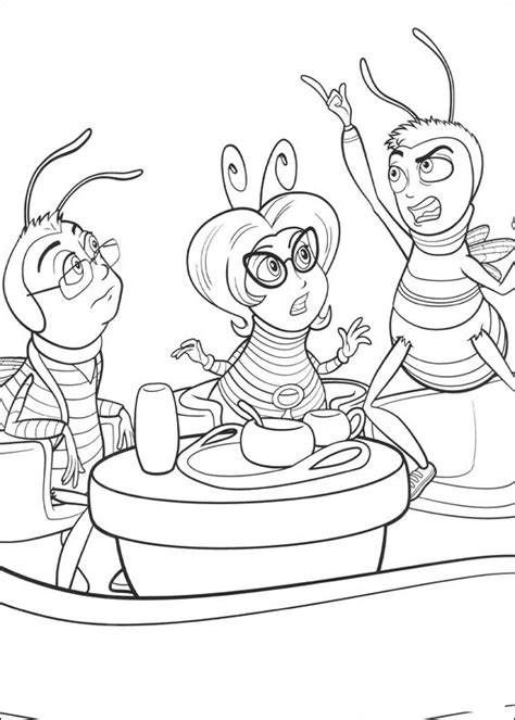 bee  family coloring page