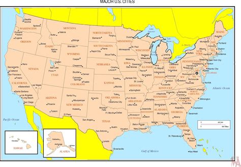 united states map  major cities vector   map