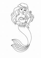 Mermaid Coloring Pages Easy Girls Pretty sketch template