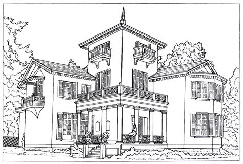 victorian house printable coloring book page  bellevue house