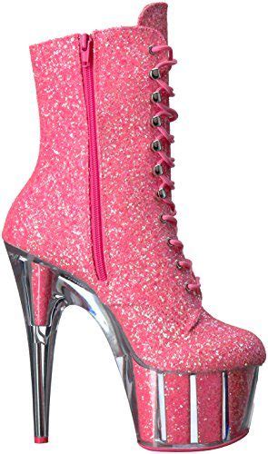 Pleaser Adore 1020g Ankle Boot Neon Pink Glitter Large Sizes