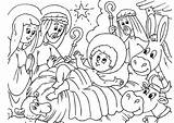 Jesus Coloring Nativity Birth Scene Large sketch template