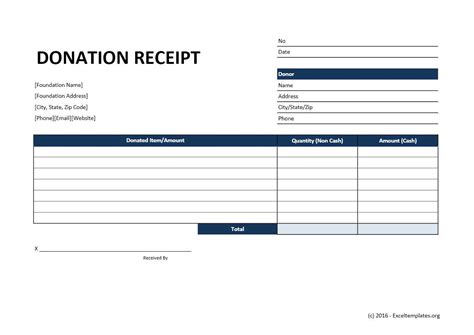 donation receipt template excel templates excel spreadsheets