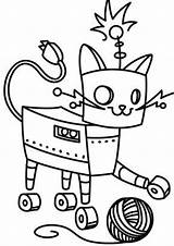 Robot Coloring Tulamama Robots Cat Everfreecoloring sketch template