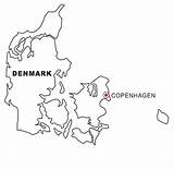 Denmark Coloring Map Danimarca sketch template