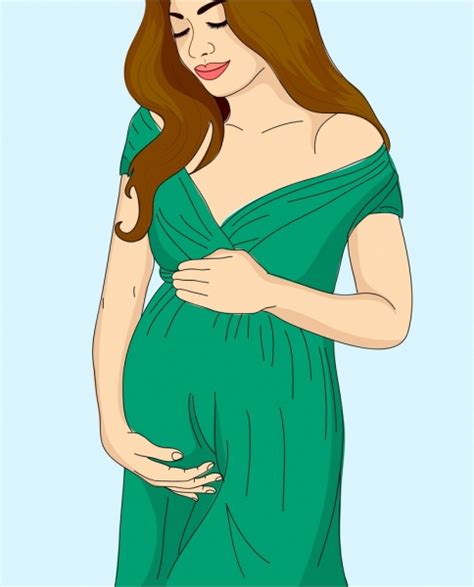 pregnant woman drawing colored cartoon design vector people free vector