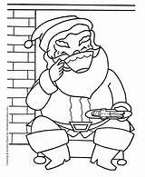 Coloring Santa Christmas Pages Cookies Eating Milk Gingerbread Drinking Children Printable Digger Sheets Holiday Kids Honkingdonkey Color Sheet Popular Library sketch template