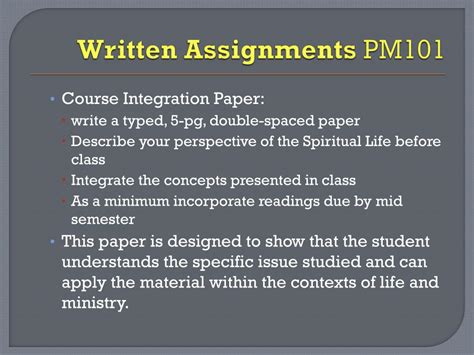 written assignments pm powerpoint
