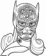 Coloring Pages Skull Sugar Girly Girl Dia Los Batgirl Adult Printable Drawing Psychedelic Cat Book Wenchkin Cpr Print Muertos Color sketch template