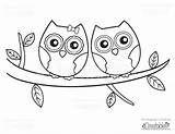 Coloring Owls Couple Printable Pages sketch template