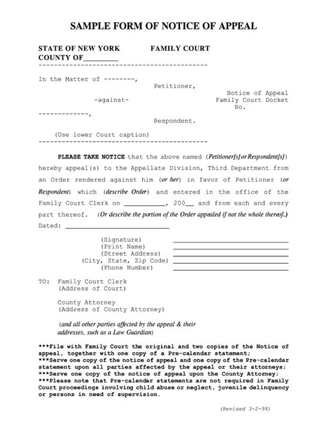 example of notice of appeal fill online printable fillable blank