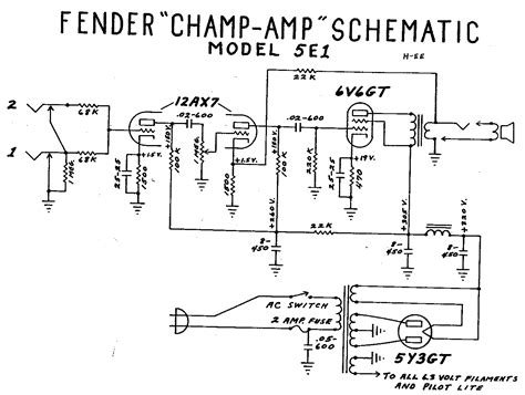 fender champ tube amp schematic model  diy guitar amp electronic schematics fender