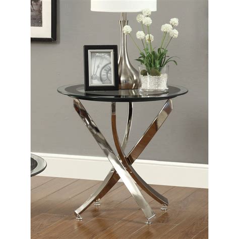 Coaster Furniture Round Glass Top End Table Chrome 702587