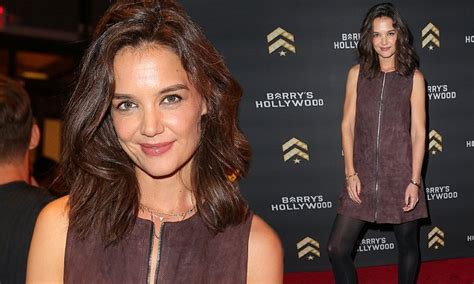 katie holmes flaunts her slender legs at barry s bootcamp