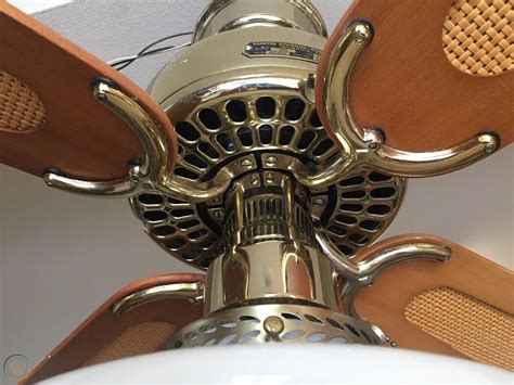 vintage  bright brass hunter original ceiling fan usa american   nude porn