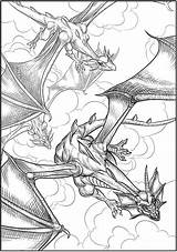 Coloring Haven Creative Dover Publications Book Pages Adult Designs Fantasy Winged Books Doverpublications Dragon Sheets Diy Choose Board sketch template