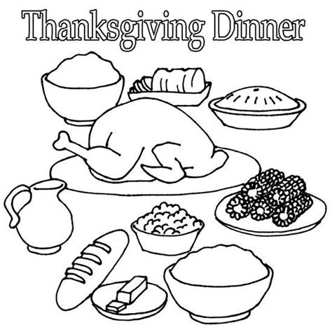thanksgiving dinner food coloring pages  printable coloring pages