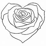 Rose Heart Coloring Pages Shap sketch template