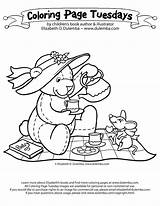 Coloring Tea Party Pages Teddy Bear Tuesday Picnic Colouring Drawing Sheets Printable Print Kids Activities Book Time Cute Boston Dulemba sketch template
