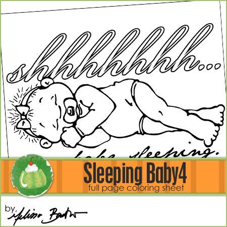 sleeping baby printable coloring page baby clip art digi stamp