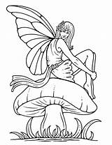Fairy Coloring Pages Fairies Printable Boy Tattoo Outline Mushroom Adult Color Colouring Woodland Sitting Clip Kids Books Sheets Huge Library sketch template