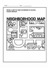 Neighborhood Worksheets Map Maps Worksheet Printables Neighborhoods Kindergarten Adjectives Worksheeto Esl Draw Via Station sketch template