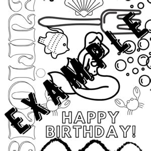 mermaid themed happy birthday coloring page birthday coloring pages
