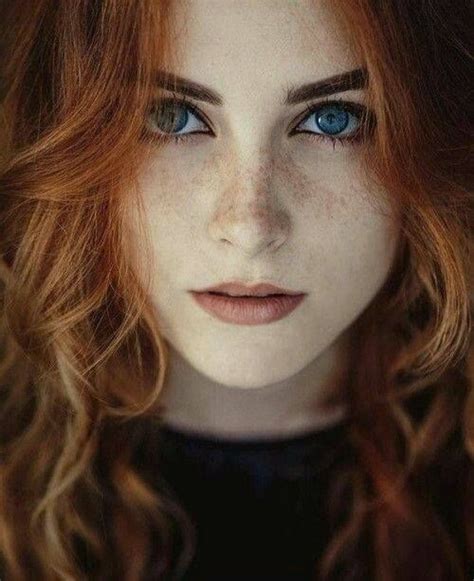 Ginger Woman Red Freckled Fair Skinned Blue Eyed Long Waved Red Hair