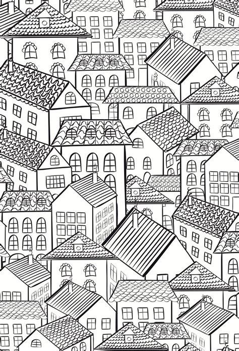 houses      colouring book  adults  printable