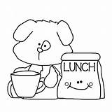 Lunch Time School Coloring Outline Color Pages Sack sketch template