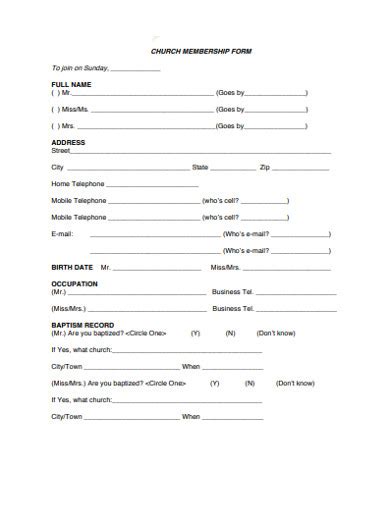 church membership form  examples format  examples