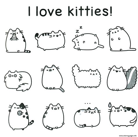 pusheen  love kitties coloring page printable