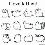 Coloring Kitties Pusheen Pages Printable Print Color sketch template