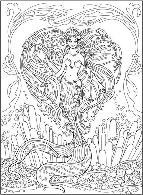 realistic mermaid coloring pages  adult ht