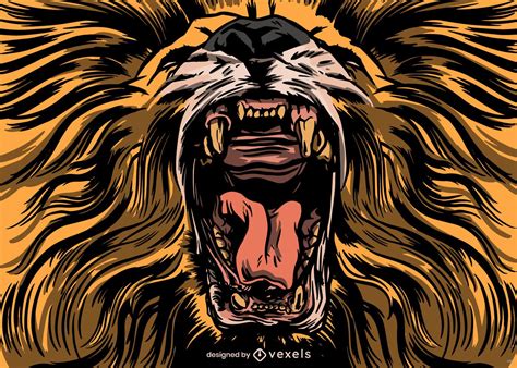 roaring lion illustration design vector