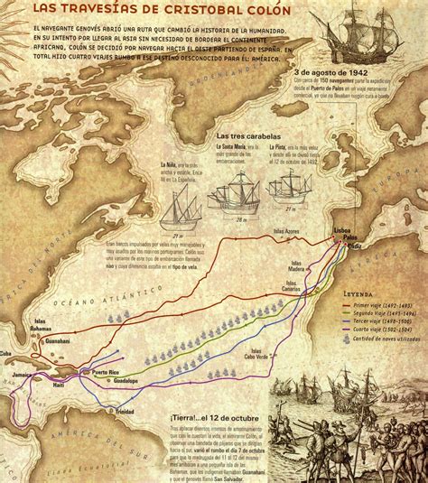 rutas de los viajes de cristóbal colón geografía historia y arte